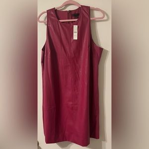 XL J. Crew faux leather pink shift dress NWT
